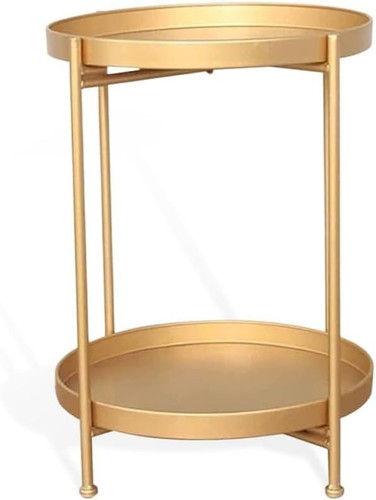 Gold side table round tier - gold, 2-tier