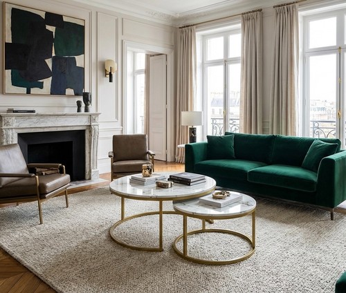 Gold round coffee table - coffee, set