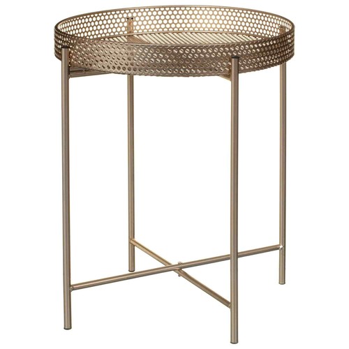 Gold metal side end tray - gold,
