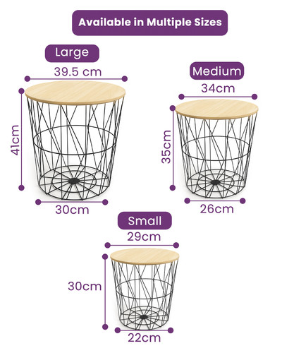 Round metal wire wood - wood, top