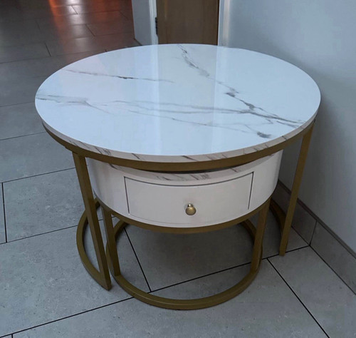 Round white marbled coffee - round, &