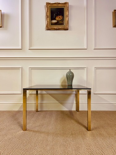 Vintage brass glass table - brass,