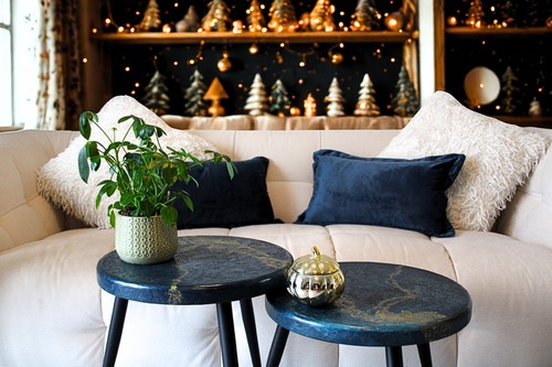 Handmade round blue gold - handmade,