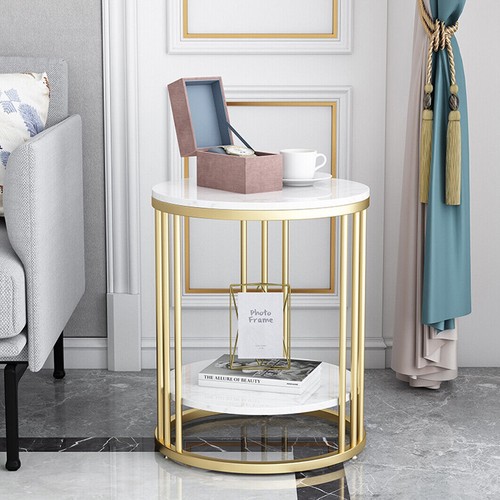 Tier white marble side - side, table