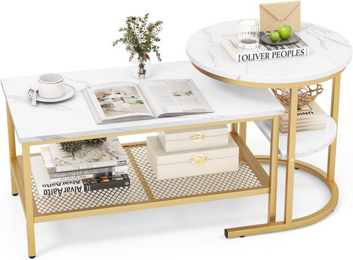 Nesting coffee tables set - coffee, of