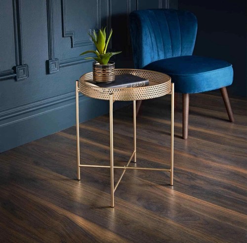 Metal side coffee table with - side,