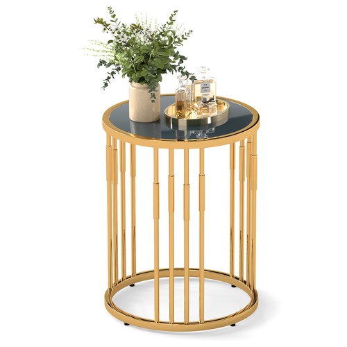 Round gold coffee table - coffee,