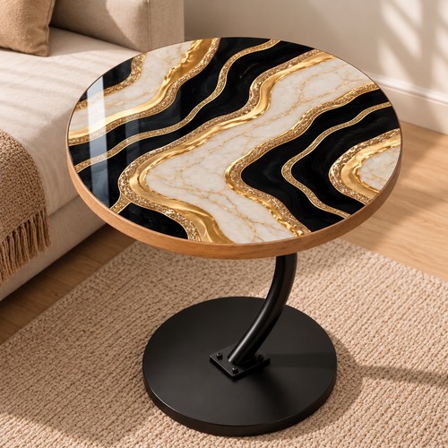 Luxury round black gold - round, &
