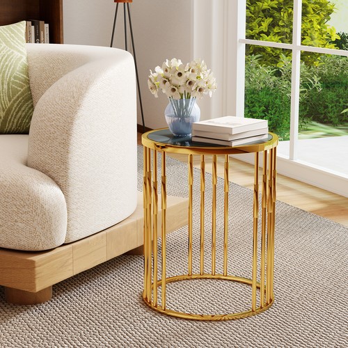 Round gold coffee table - coffee, 40cm