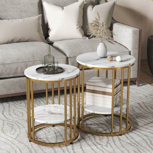 Marble effect coffee table set - marble-effect,