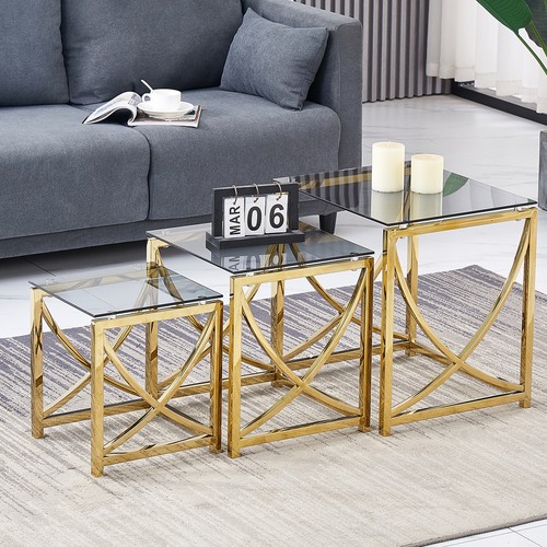 Set glass coffee table - of,