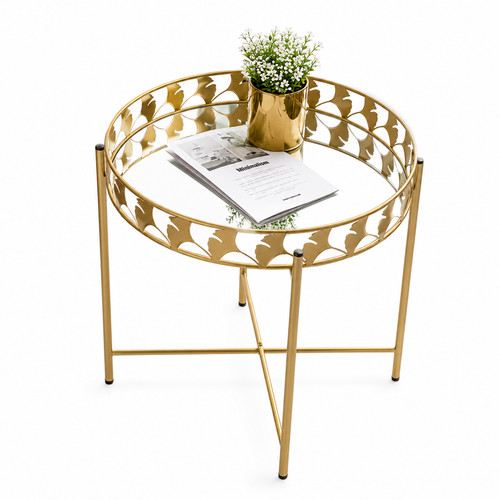 Round mirrored glass tray - round,