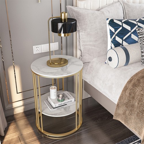 Gold round side end - round, table