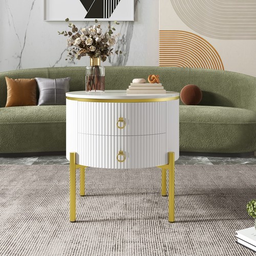 Round side table drawers - table,