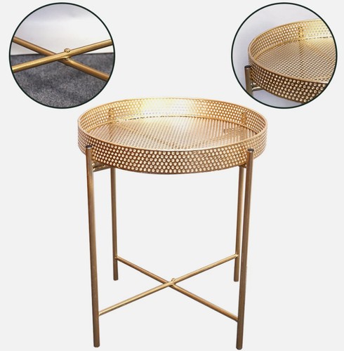 Gold metal side end tray - end,
