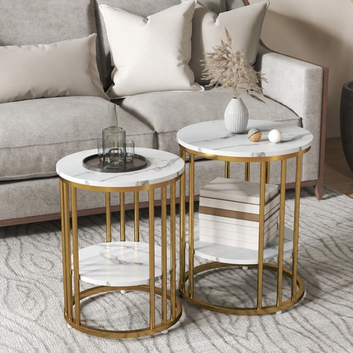 Marble effect coffee table - marble-effect, set