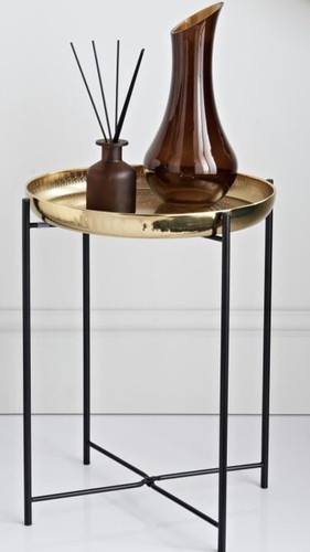 Gold metal side end tray - metal,